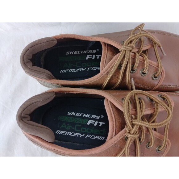 Skechers 65270 Brown Leather Shoes Loafers Boat Shoes Memory Foam Mens Size 8.5 - Picture 9 of 11